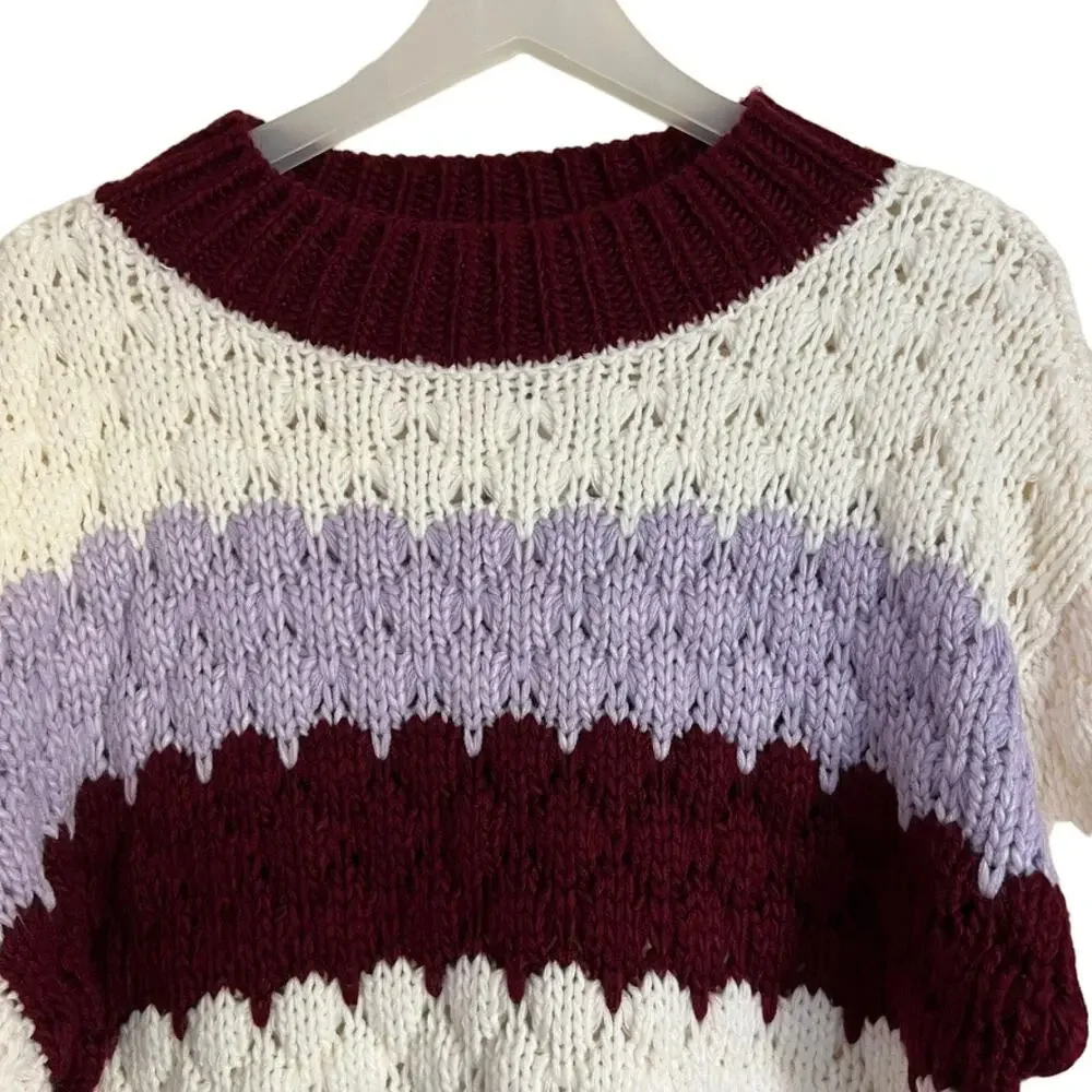 BB Dakota Striped Sweater with Hot Balloon Sleeves Size Medium - Picture 5 of 15